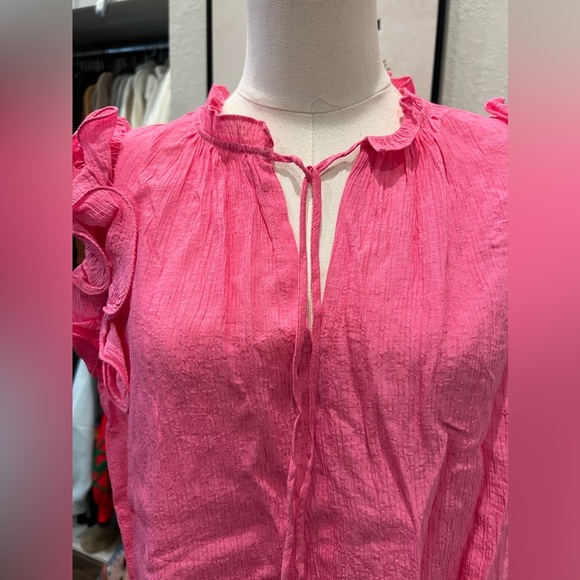 NWT Current Air RUFFLED SHOULDER SLEEVELESS BLOUSE- Pink- Size Small - Picture 7 of 11